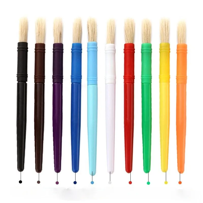 10 Candy Color Oil Painting Brush round Flat Head Plastic Rod Graffiti