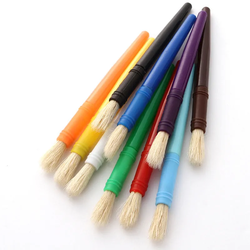 10 Candy Color Oil Painting Brush round Flat Head Plastic Rod Graffiti