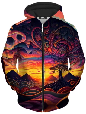 Acid Sunset Unisex Zip-Up Hoodie