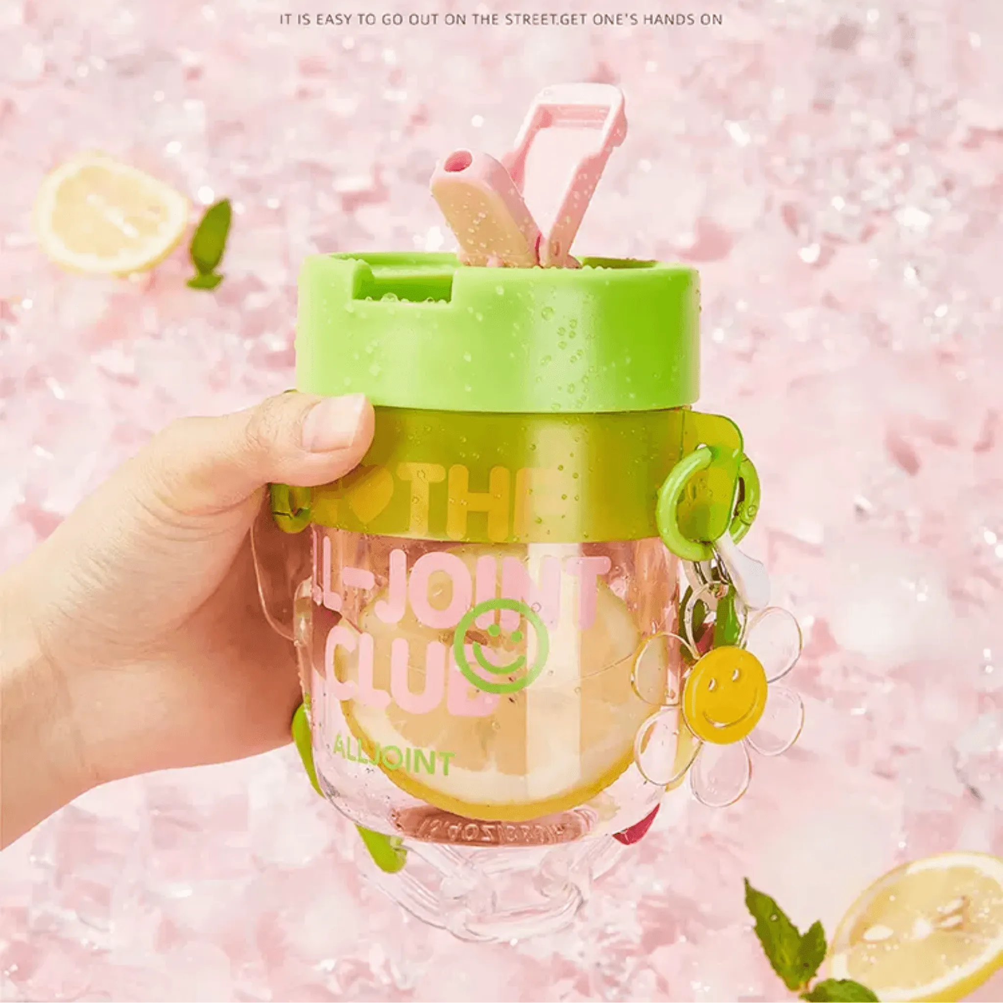 ALLJOINT cartoon straw cup 380ML