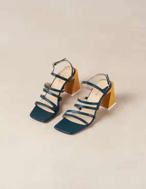 Aubrey Deep Blue Leather Sandals