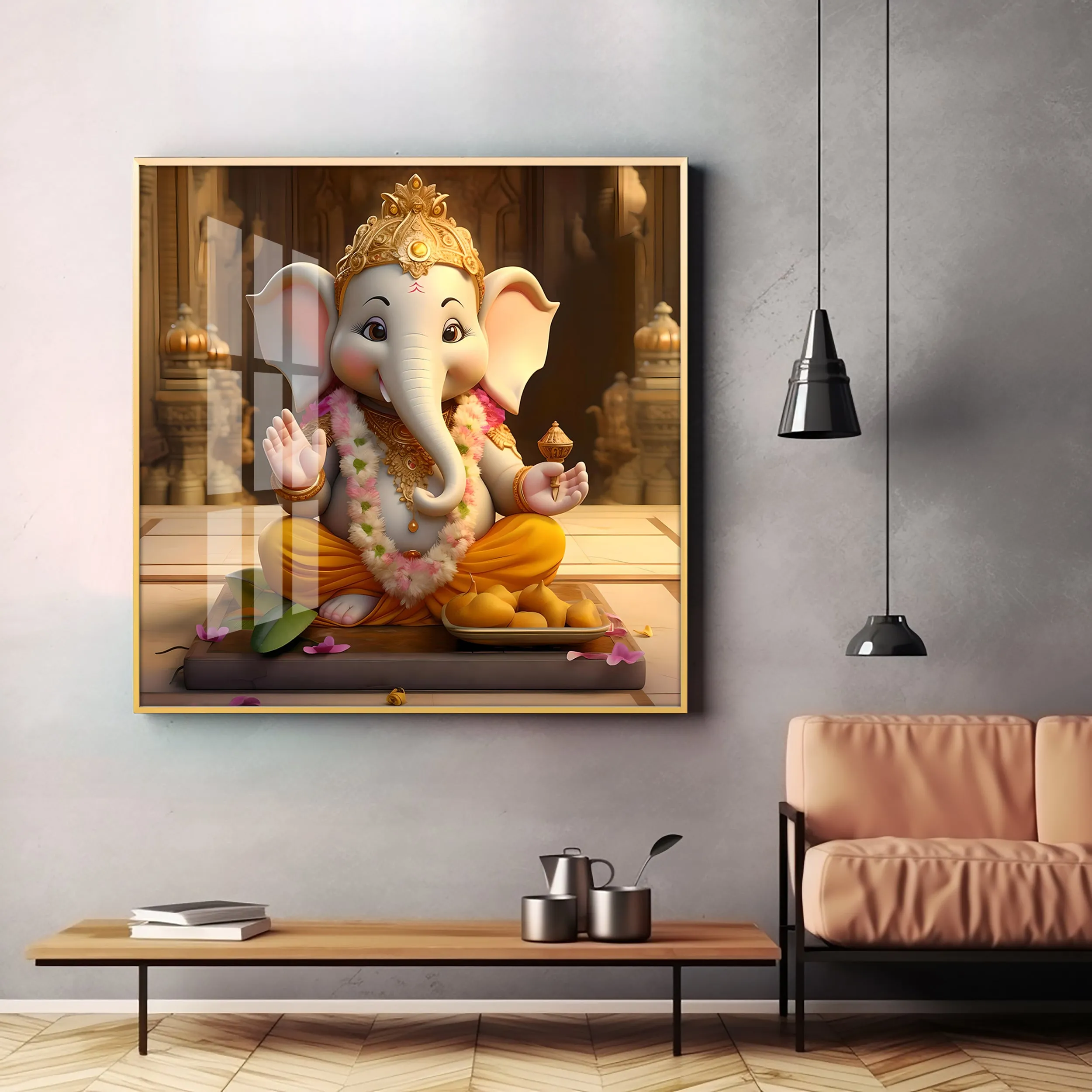 Bal Ganesh Premium Acrylic Square Wall Art