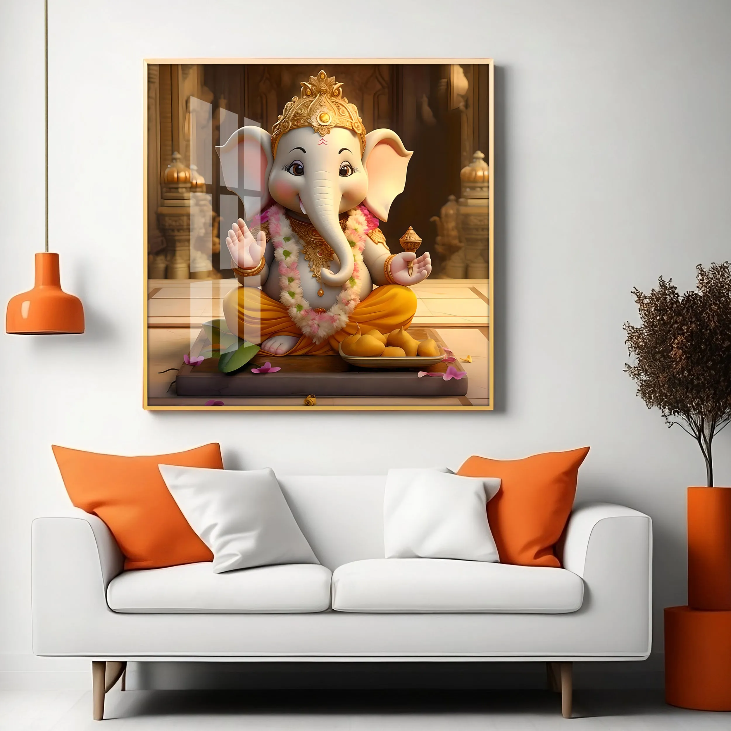 Bal Ganesh Premium Acrylic Square Wall Art