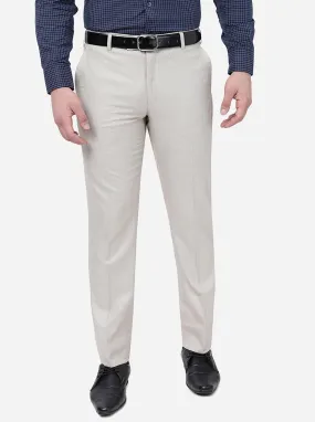 Beige Solid Classic Fit Formal Trouser | Greenfibre