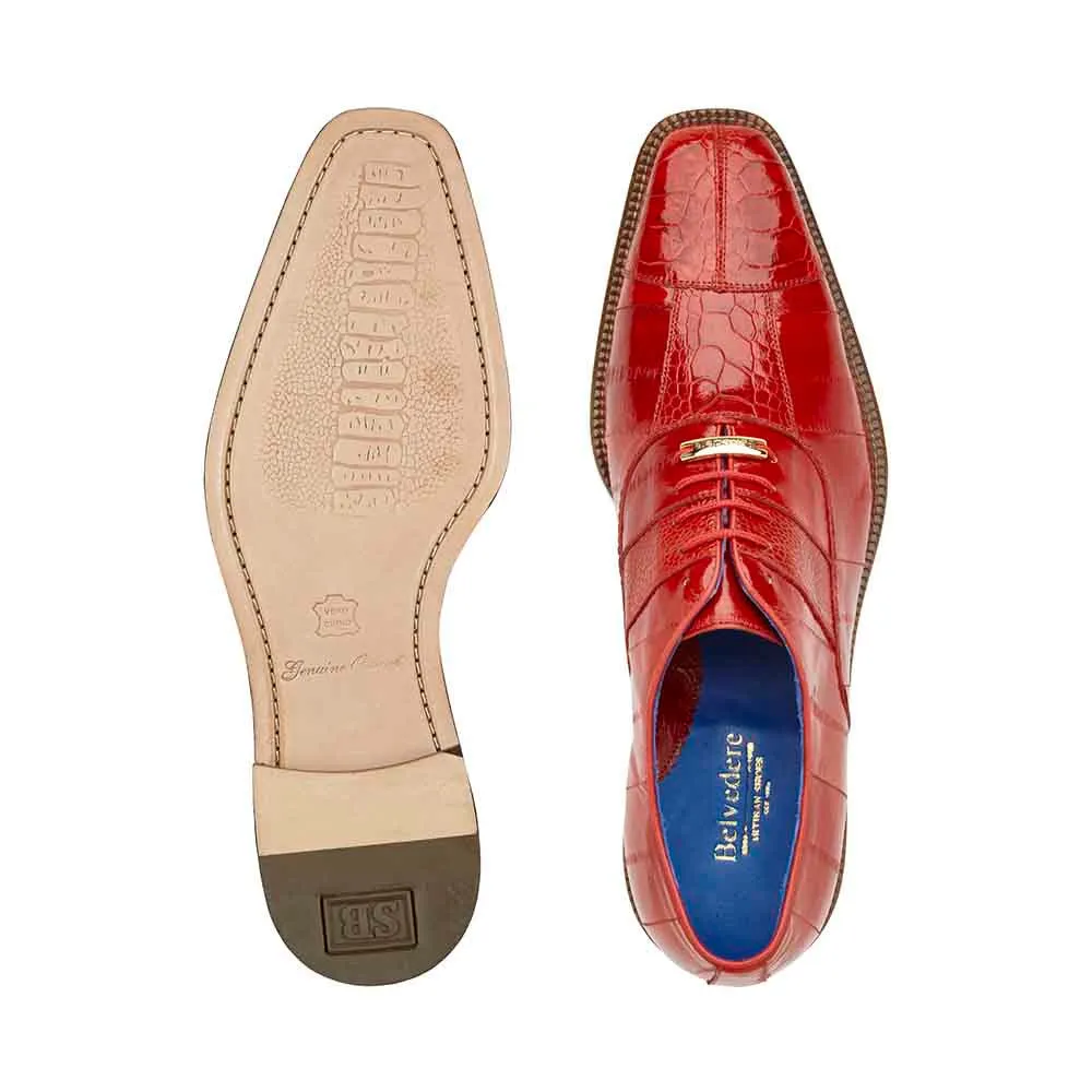 Belvedere Mens' Red Mare Ostrich & Eel Oxford Shoes