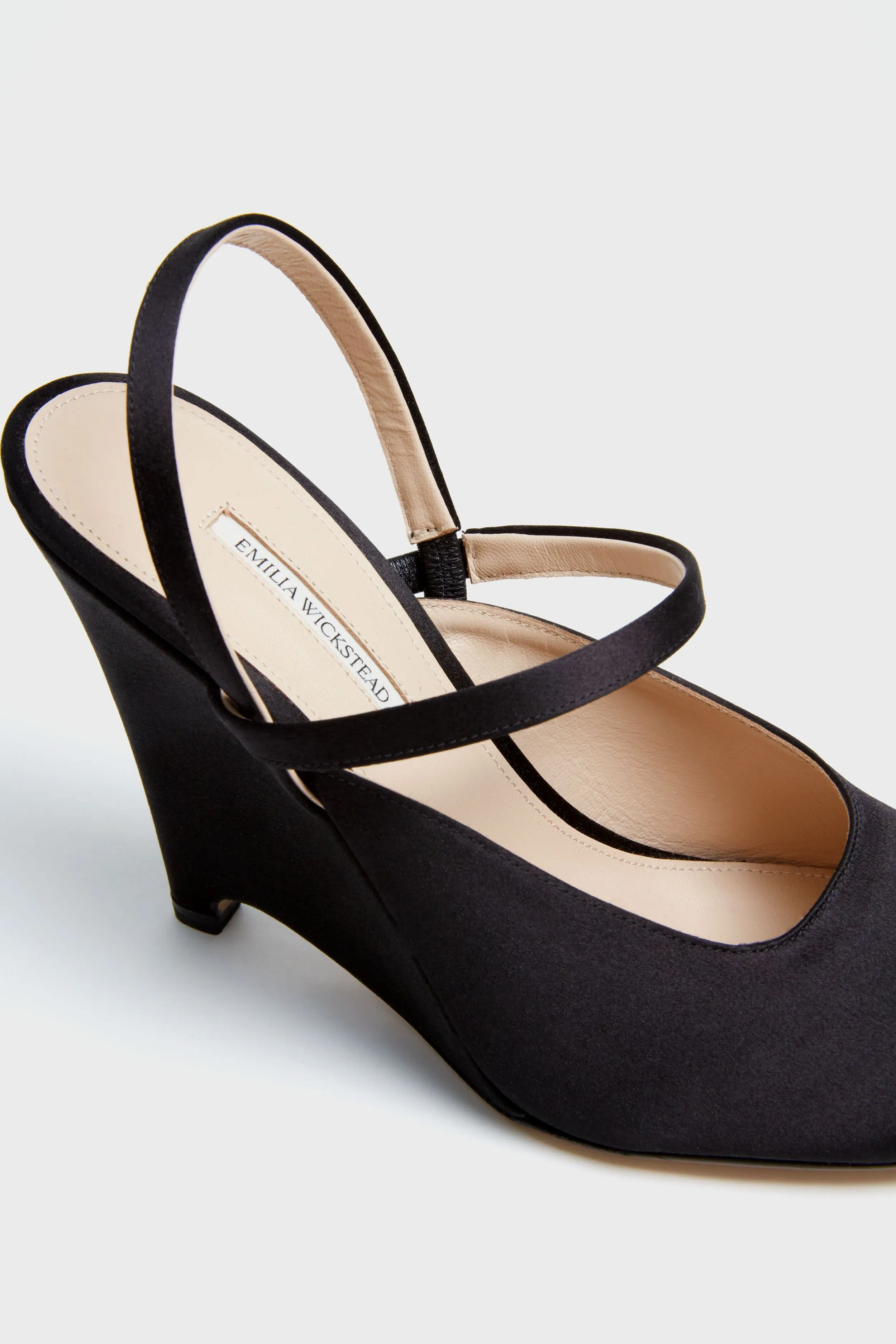 Black Aster Satin Wedge Heels