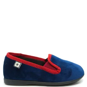 Bonton navy velvet smoking loafer