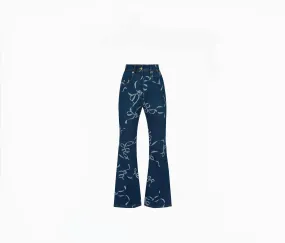 BOW-PRINT EXAGGERATED FLARE JEANS