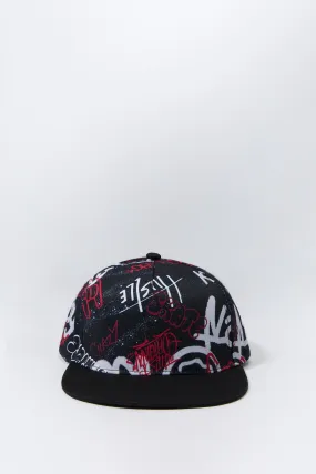 Boys Graffiti Print Snapback Hat