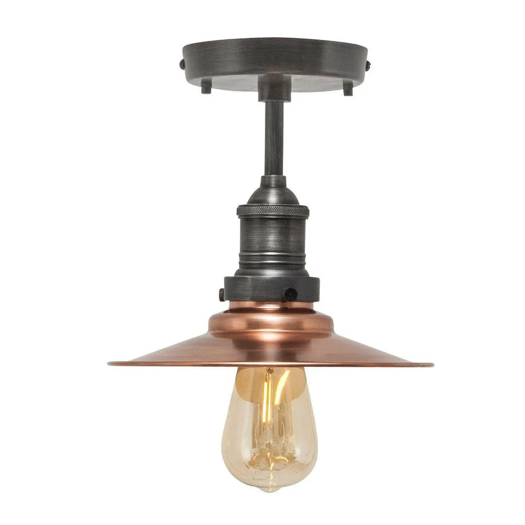 Brooklyn Flat Flush Mount Light - Copper - 8 inch - Industville