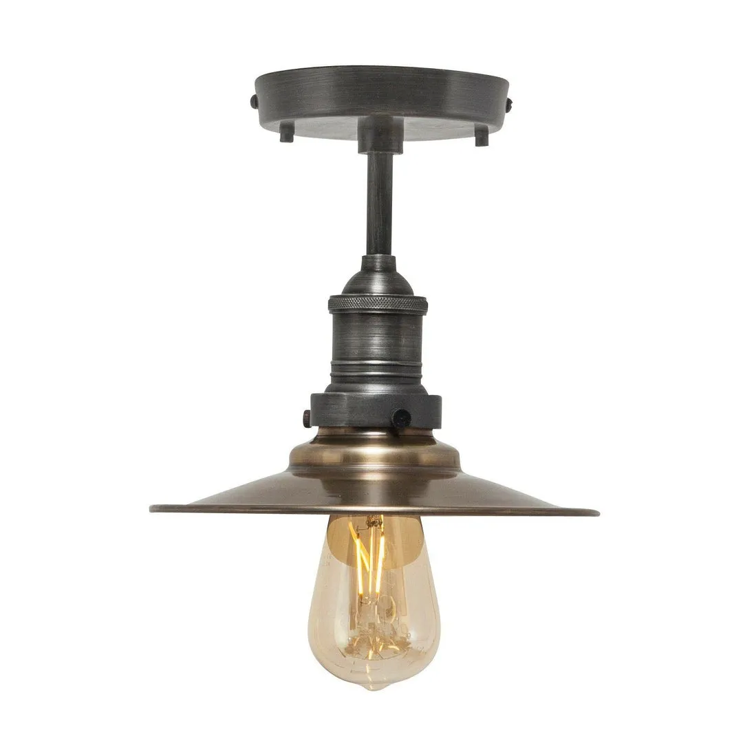 Brooklyn Flat Industrial Flush Mount Light - Brass - 8 inch - Industville