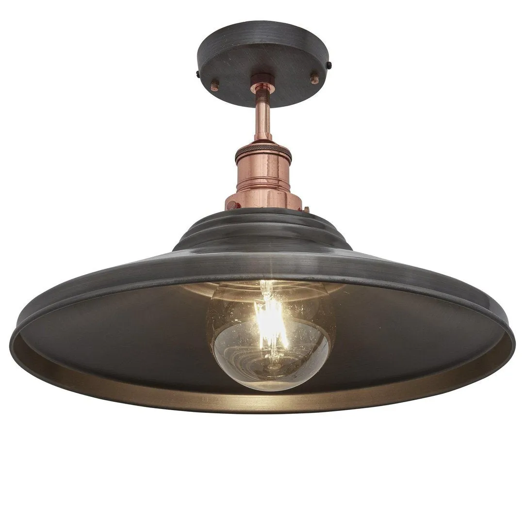 Brooklyn Giant Step Flush Mount Light - Pewter - 18 inch - Industville