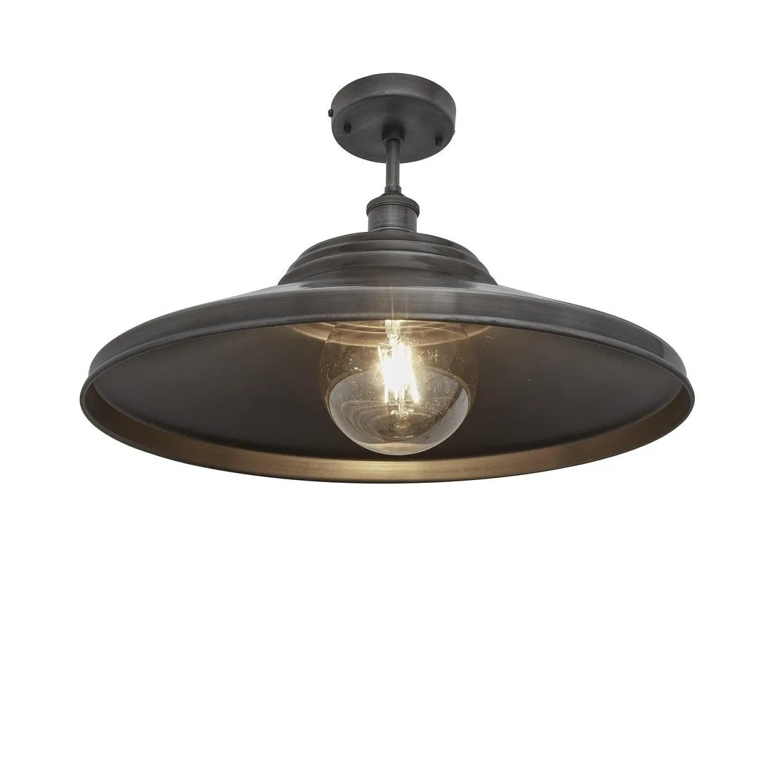 Brooklyn Giant Step Flush Mount Light - Pewter - 18 inch - Industville