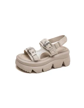 Buckles Front Wide Toe Box Platform Slingback