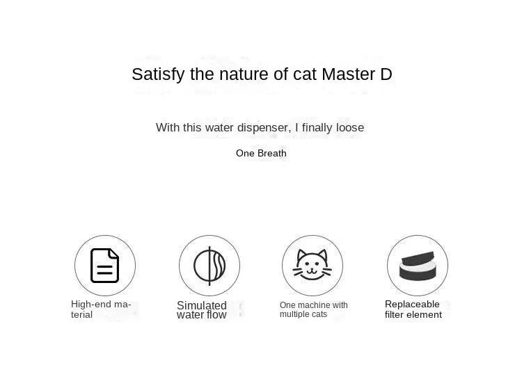 Cat Water Fountain Auto Filter Transparent Cat Drinker