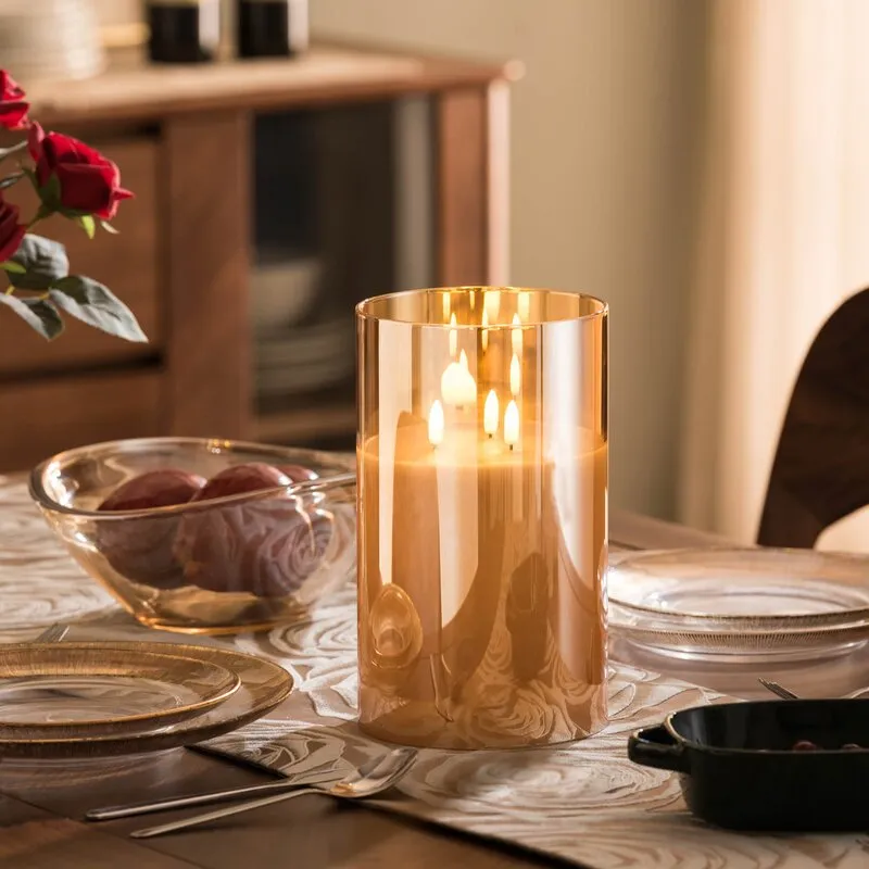 Ekogua Unscented Flameless Flickering Gold Pillar Candle