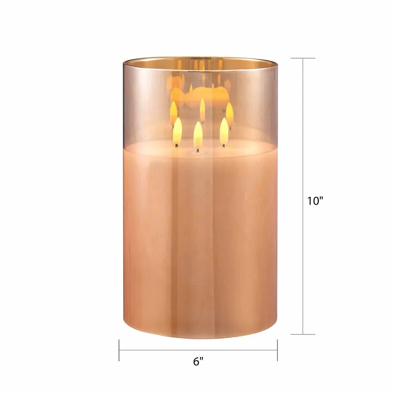 Ekogua Unscented Flameless Flickering Gold Pillar Candle