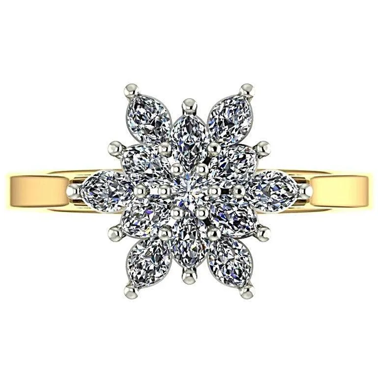 Flower Diamond Ring 18K Yellow Gold