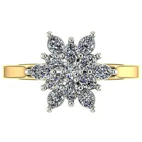 Flower Diamond Ring 18K Yellow Gold