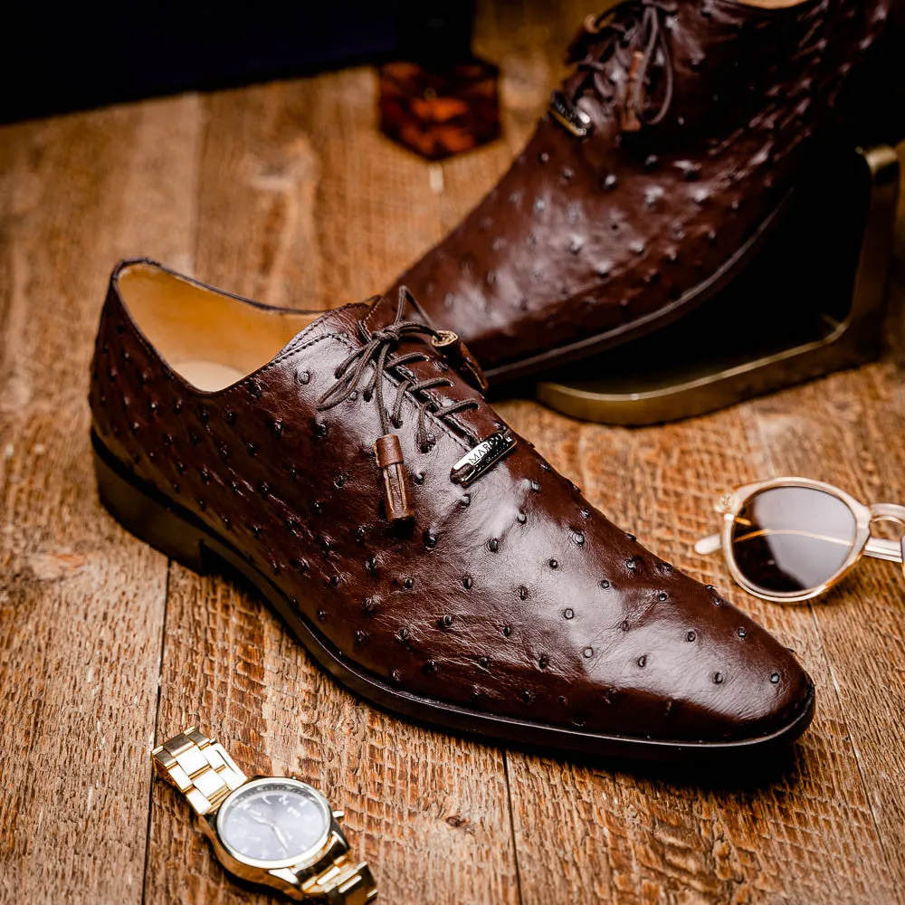 Marco Di Milano Criss Oxford Brown Ostrich Shoes