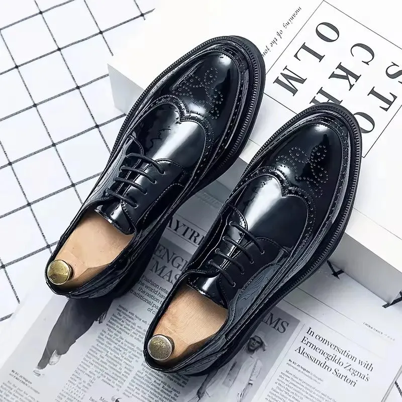 Men Formal Leather Shoes Dress Wedding Oxford Brogue Male Footwear Work Boots