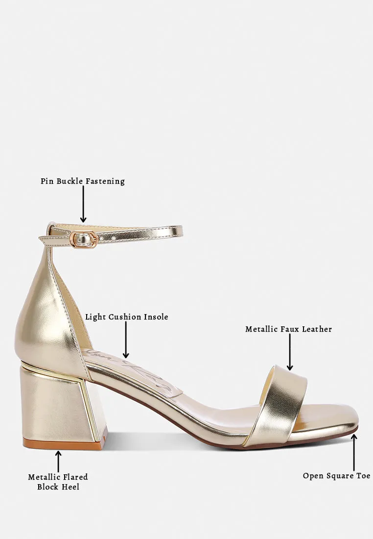 metallic block heel sandals by RUW