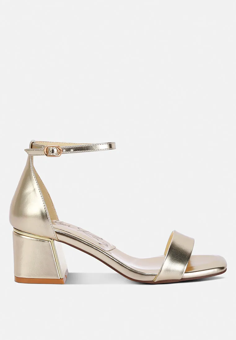 metallic block heel sandals by RUW