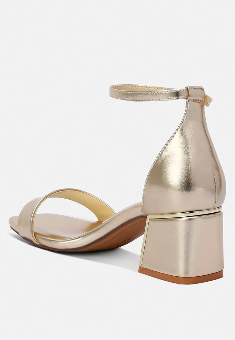 metallic block heel sandals by RUW