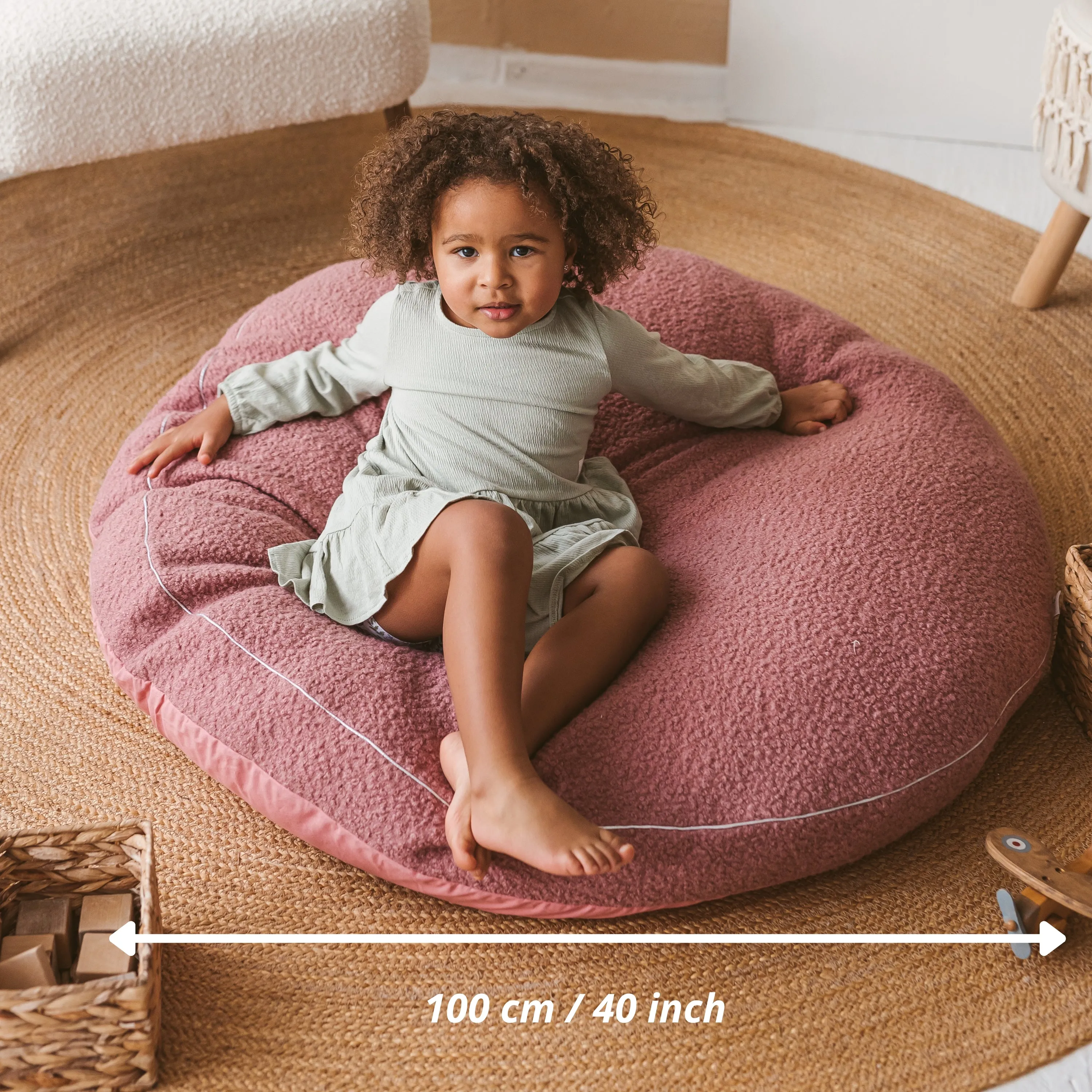 MiniCamp Kids Floor Cushion - Rose Boucle