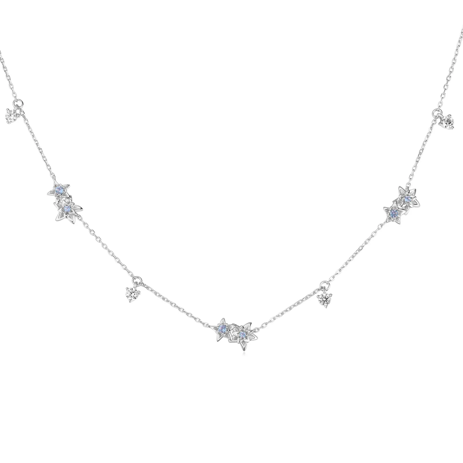 Silver Dangle Choker - Poinsettia