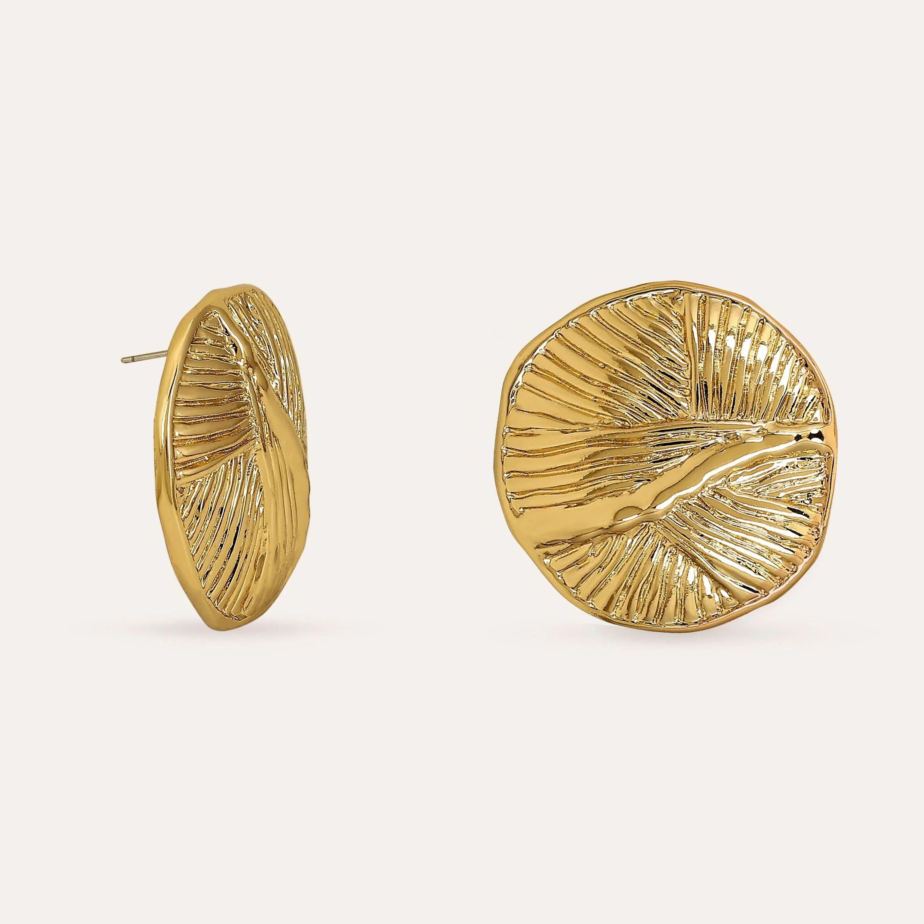 TFC Roundy Round Gold Plated Stud Earrings