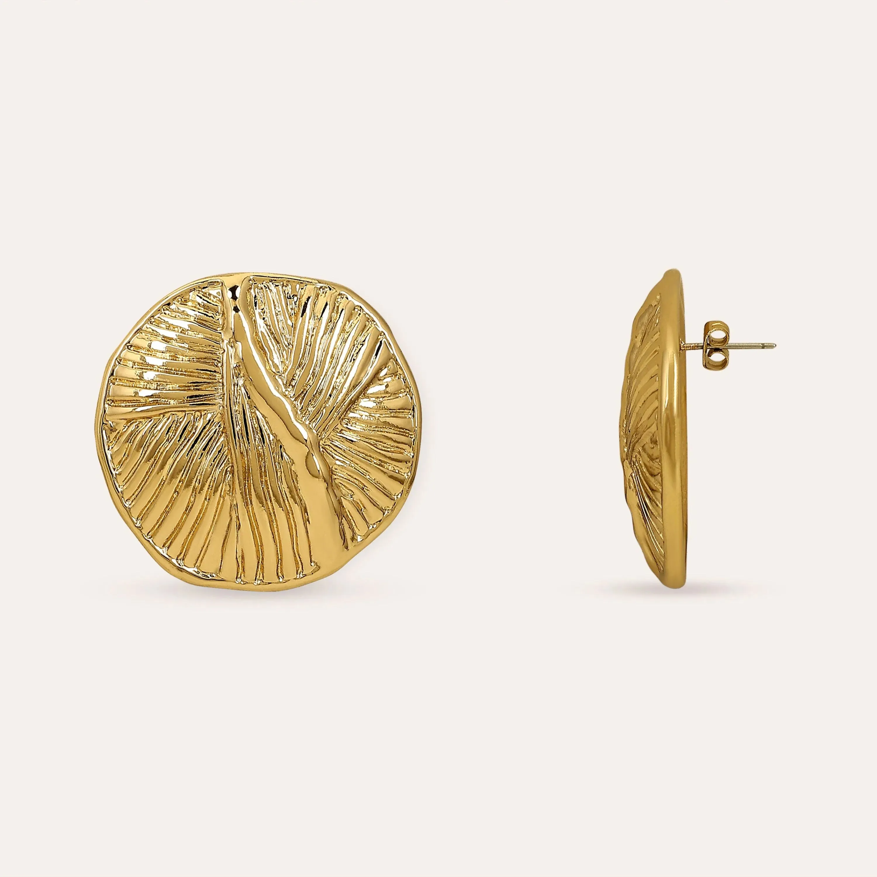 TFC Roundy Round Gold Plated Stud Earrings