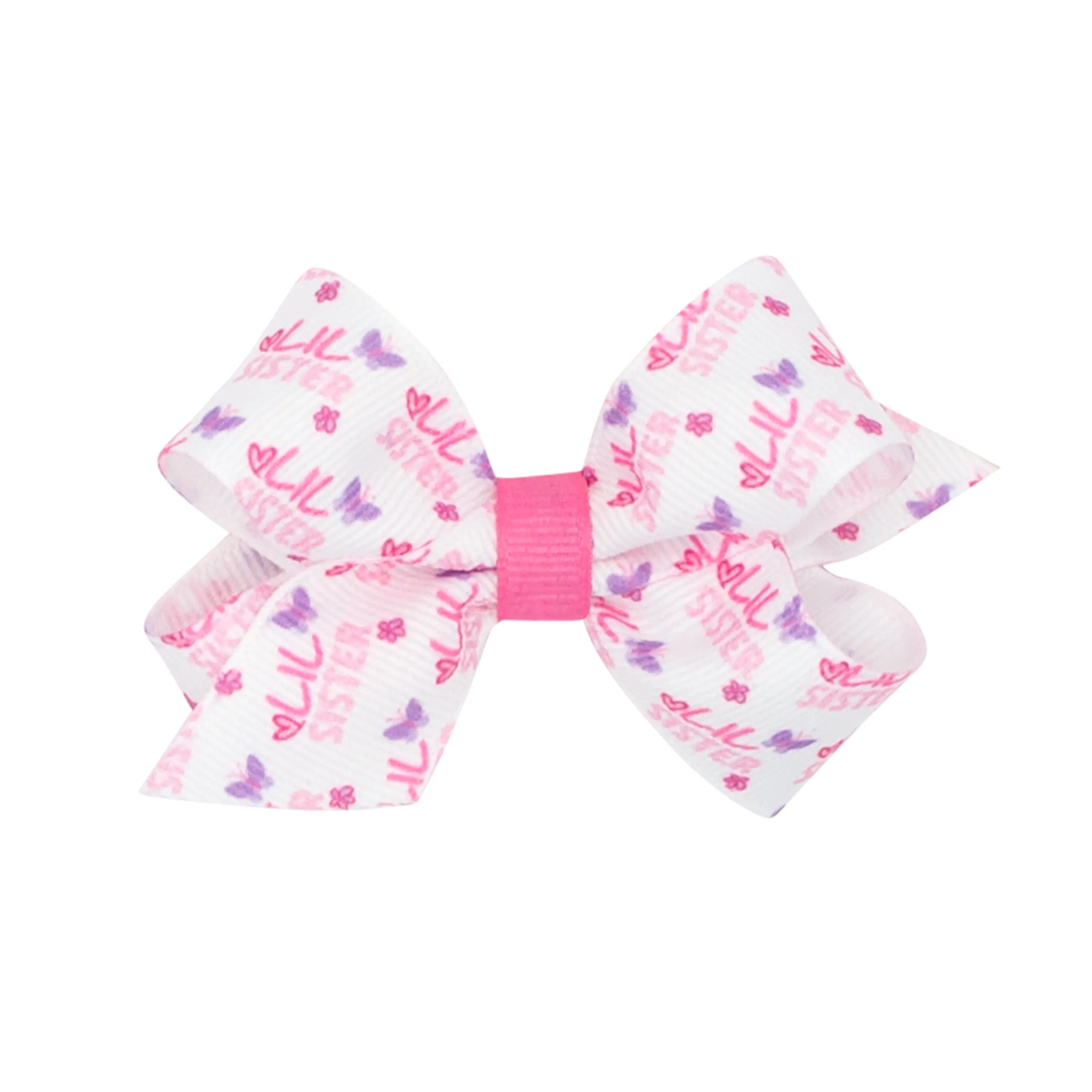 Wee Ones Lil Sister Printed Grosgrain Hair Bow on Clippie