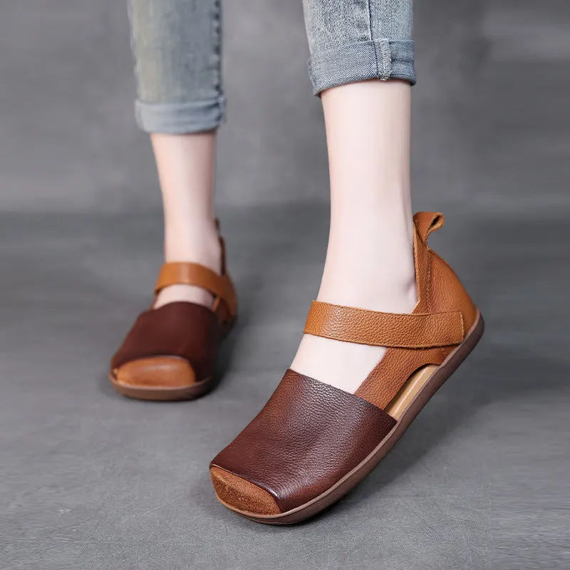 Women Retro Soft Leather Summer Casual Sandals