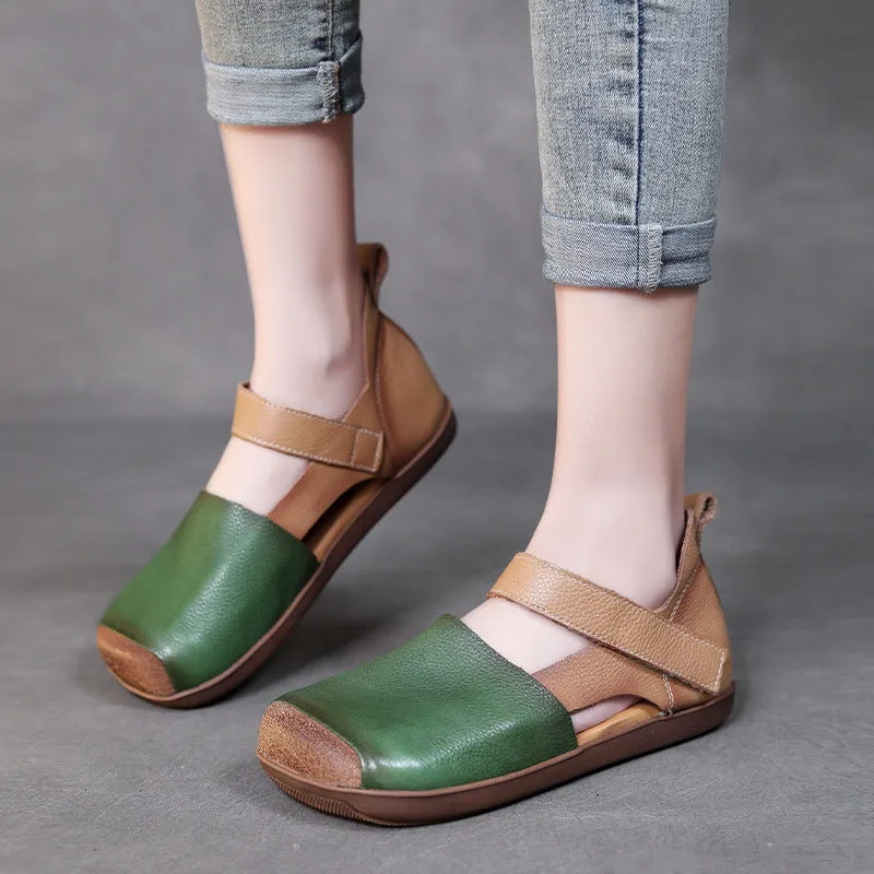 Women Retro Soft Leather Summer Casual Sandals